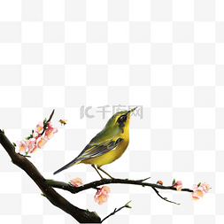 小鸟卡通动物图片_小麻雀站在枝条上免抠图
