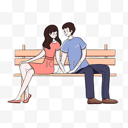 坐长椅约会情侣
