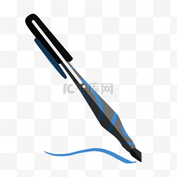 灰蓝色创意钢笔插图