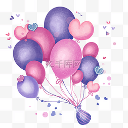 气球可爱卡通图片_紫粉色卡通气球束