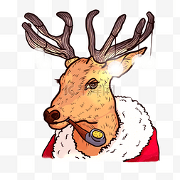 圣诞快乐小鹿图片_叼着烟嘴的圣诞小鹿