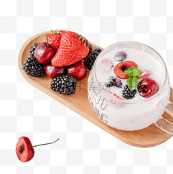车厘子草莓黑莓水果酸奶奶昔
