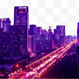 高楼金融图片_赛博朋克风格城市夜景