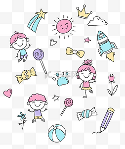 铅笔火箭图片_线描儿童涂鸦插画