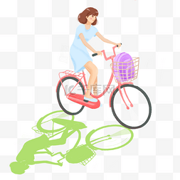 彩色创意骑自行车元素