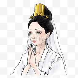 中国画人物图片_古代复古中国风祈愿的女子