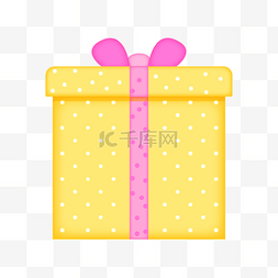 礼物盒子黄色图片_黄色斑点礼物盒