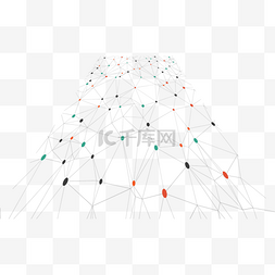 科技关系网图片_彩色圆点结构网络图