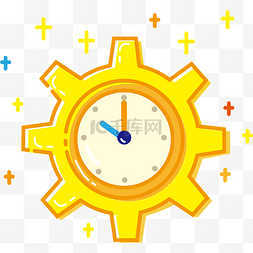 黄色齿轮钟表插画