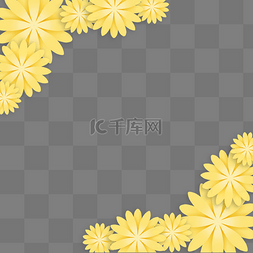 剪纸花朵立体图片_剪纸风立体黄色花朵边框