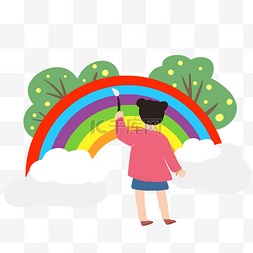 儿童节彩虹桥画画素材