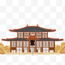 手绘日式建筑日本传统风格房屋建