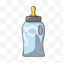 黄色奶瓶图片_浅蓝色奶瓶卡通插画