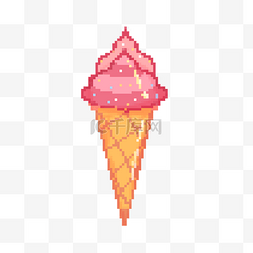 马赛克冰淇淋图片_夏日卡通可爱像素冰淇淋