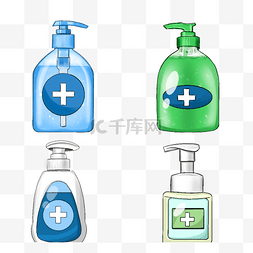 绿色手绘瓶子图片_手绘医用瓶装洗手液