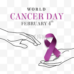 世界癌症图片_the world cancer day手掌上的丝带