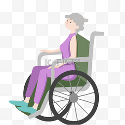 老人轮椅图片_卡通坐轮椅的女孩子