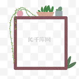 绿色植物底纹图片_植物盆栽边框插画