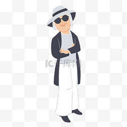 老年女性图片_戴帽子时髦老年女性