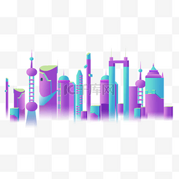 紫蓝色城市建筑