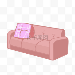 粉色沙发插画图片_家具沙发卡通插画