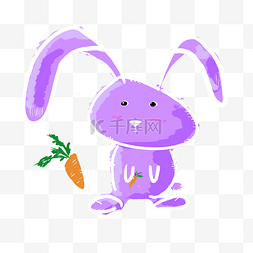 春天紫色卡通可爱动漫兔子免抠素