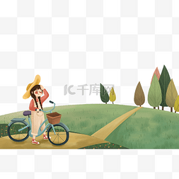 春天女孩骑自行车