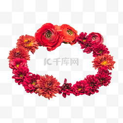 边框素材图片_红色花朵花环
