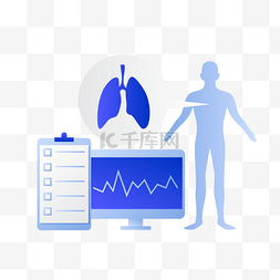 矢量肺部图片_矢量扁平医疗心肺检查