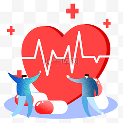 红十字心电图图片_医疗心型心电图