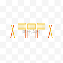 黄色餐饮桌椅插画