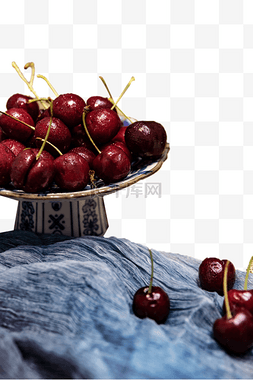 水果车厘子餐桌摆盘摄影图