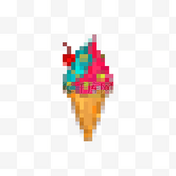 马赛克冰淇淋图片_夏季像素卡通双色冰淇淋
