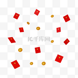 红金C4D立体电商红包金币雨