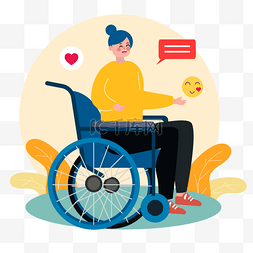 全力助力图片_卡通手绘轮椅残疾日international day 