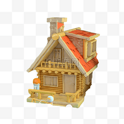 房屋建筑元素图片_卡通小木屋PNG下载