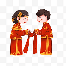 中式婚礼元素图片_卡通中式婚礼男女