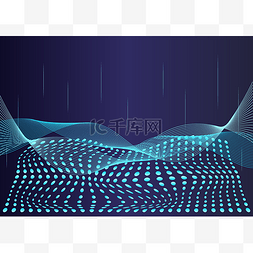 曲线波点科技图片_蓝色动感科技波点