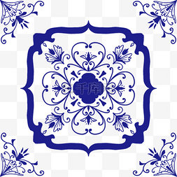 蓝色传统花纹底纹