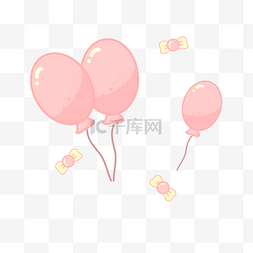 卡通蝴蝶结粉色图片_手绘卡通可爱粉色气球装饰