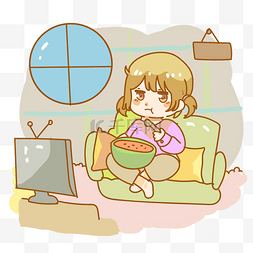 宅家吃西瓜少女