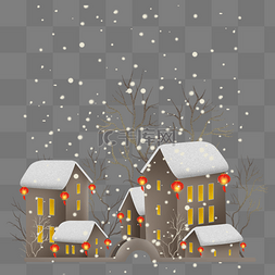 红色雪图片_新年雪中的房屋
