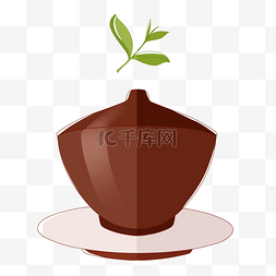 咖色茶壶茶艺插画