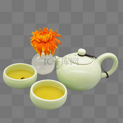 茶具陶瓷图片_青色陶瓷茶壶