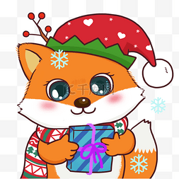 漂亮雪花图片_漂亮小狐狸圣诞动物