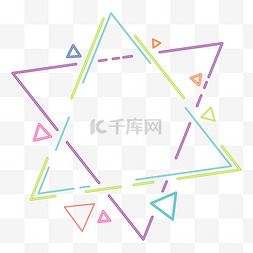 几何三角形边框图片_彩色漂浮三角霓虹边框