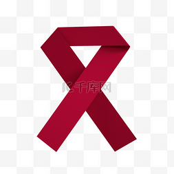 艾滋病日图片_折纸质感艾滋病红丝带3d元素