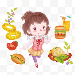 美味零食系列小女孩的汉堡包