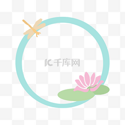 中国风蜻蜓图片_立夏荷花蜻蜓边框