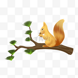 松鼠手绘图片_手绘可爱动物小松鼠在树上免抠png